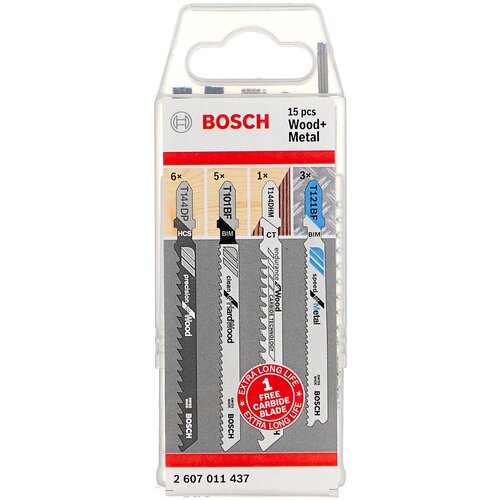 Набор пилок для электролобзика BOSCH 2607011437, 15 шт. набор пилок для электролобзика bosch 2607011438 15 шт