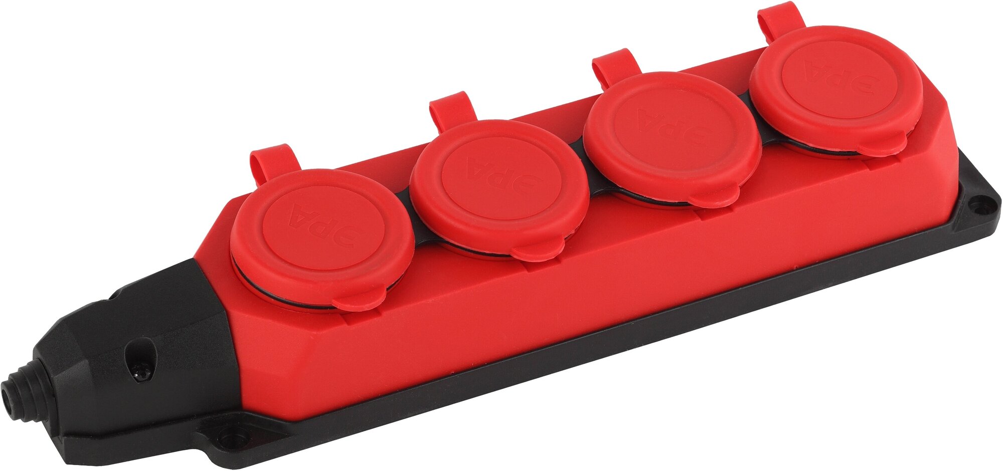ЭРА Колодка каучуковая с заземлением 4 розетки 16А IP44 Красный K-4e-RED-IP44