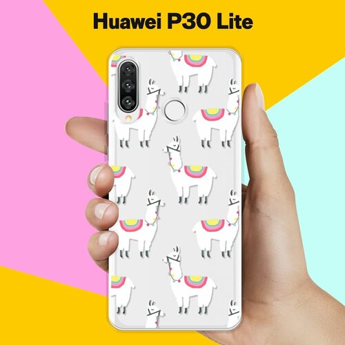 Силиконовый чехол Белые ламы на Huawei P30 Lite силиконовый чехол цветные ламы на huawei p30