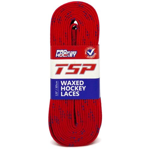 Шнурки TSP Hockey Laces Waxed 305 см, красные с пропиткой