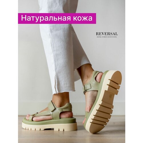 фото Сандалии женские натуральная кожа босоножки кожаные , reversal, 3653r_оливковый-40
