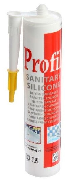 Sanitary Silicone 124252 Герметик силиконовый санитарный (белый, 270 мл) Упаковка (15 шт.) Profil - фото №5