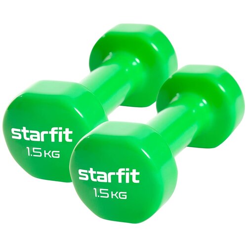 фото Набор гантелей цельнолитых starfit db-101 2х1.5 кг зеленый