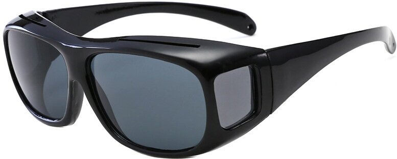 Мужские зеркальные очки ночного видения для вождения антиблик антифары пыленепроницаемые с защитой от ветра (Серые)