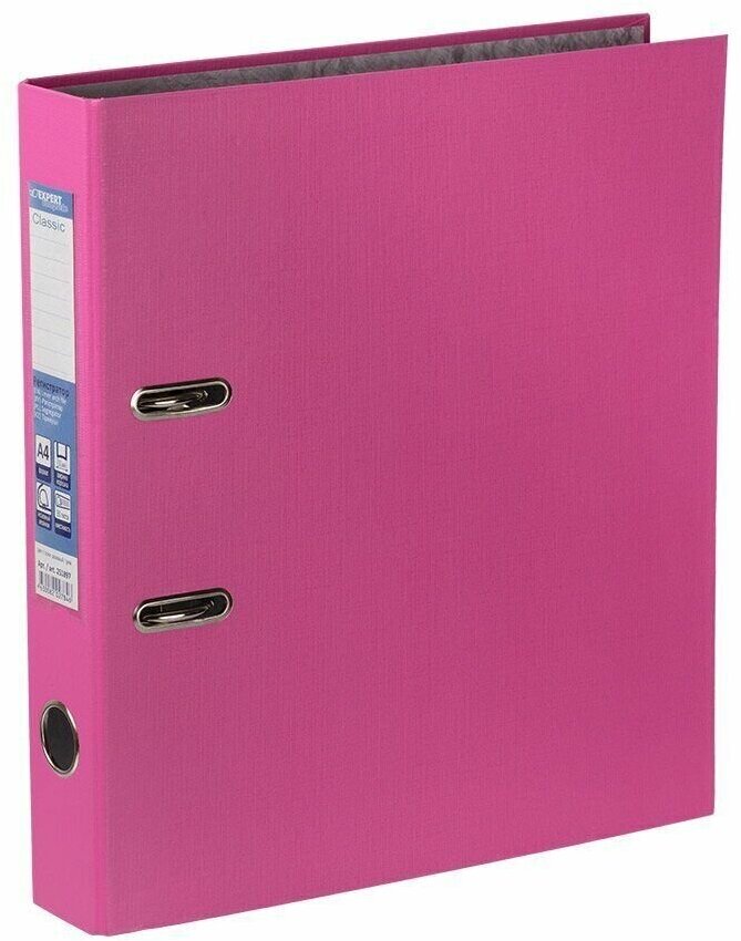 Папка-регистратор А4 50мм розовая с карманом "Classic"PVC //Expert Complete
