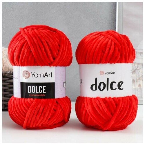 Пряжа Dolce 100 микрополиэстер 120м100гр 748 красный 981₽
