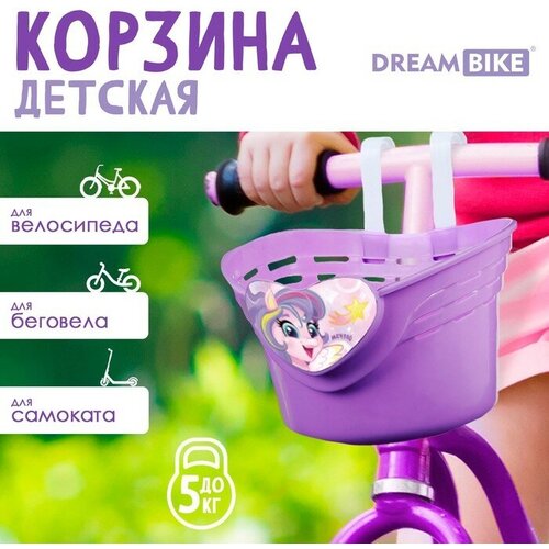 Dream Bike Корзинка детская Dream Bike «Пони», цвет фиолетовый корзинка навесная на присосках krita маленькая цвет серо фиолетовый
