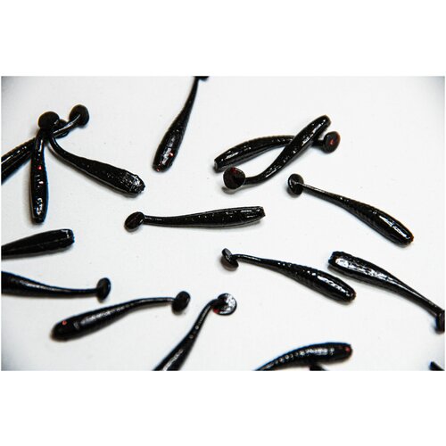 Силиконовая приманка Mini minnow 25 мм, цвет Черный/ Black, 20 шт. уп. Nano minnow мормышинг