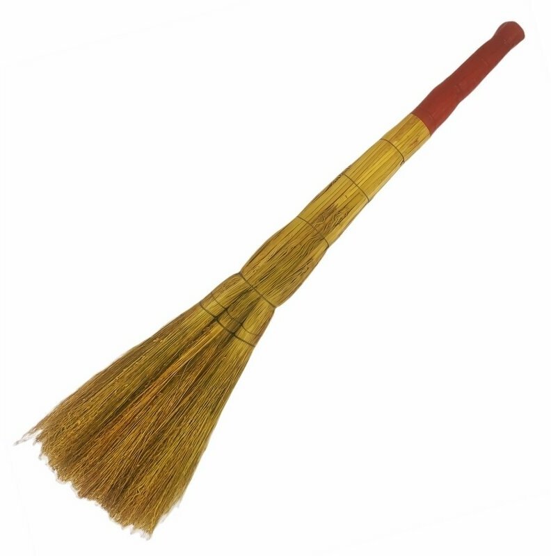 Веник сорго, с тремя лучами и усиленной ручкой, незаменимый помощник для уборки деревянного настила или пола на террасах и в беседках