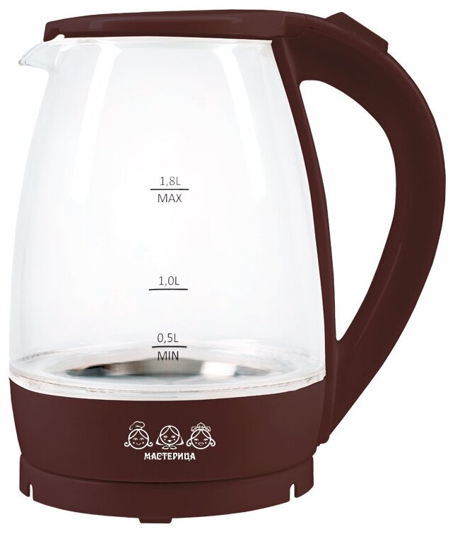 Чайник электрический Мастерица ЕК-1801G, шоколад, 1,8л, стекло, 1850 Вт