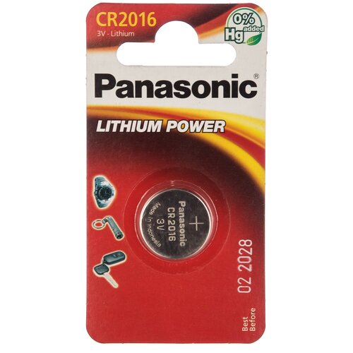 Дисковая литиевая батарейка Panasonic CR2016 1 шт. батарейка литиевая panasonic lithium power cr2016 1bl 3в блистер 1 шт panasonic 1035287