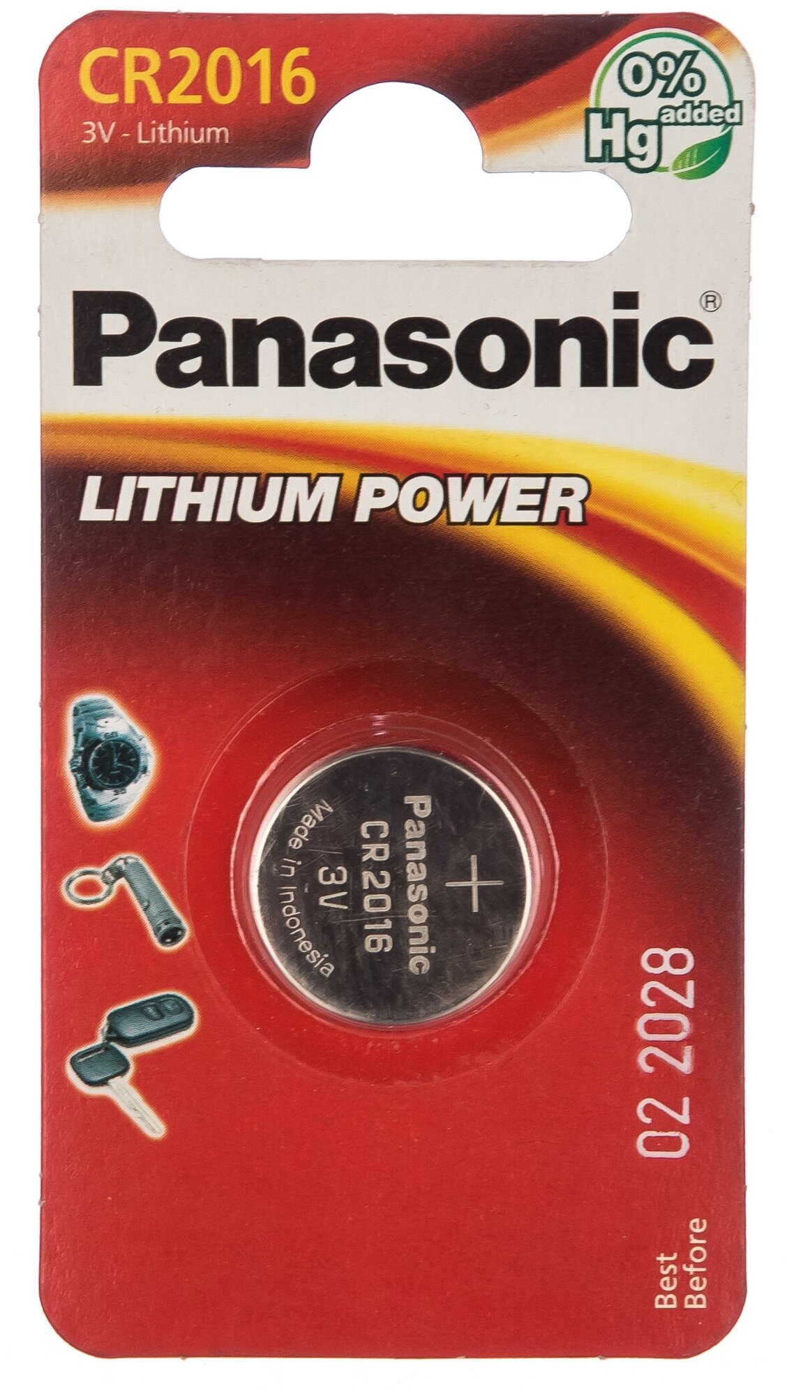 Дисковая литиевая батарейка CR2016 3В бл/1 Panasonic 5019068085114