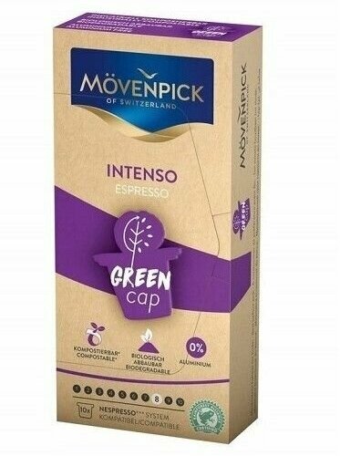Кофе в капсулах Movenpick Espresso Intenso Green Cap, кофе, интенсивность 8, 10 кап. в уп. - фото №4