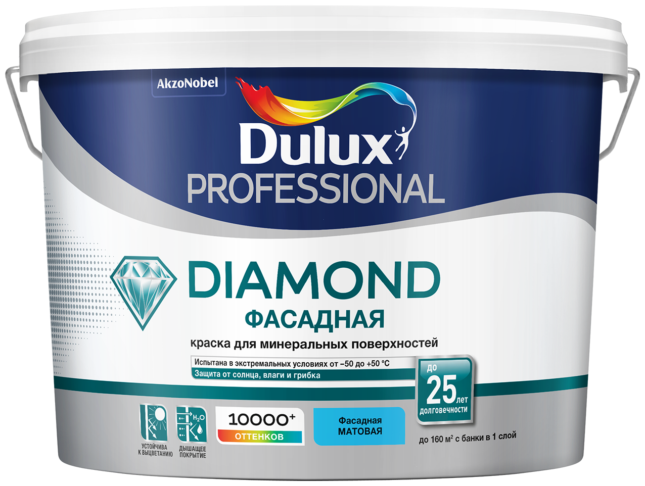 Краска фасадная водно-дисперсионная Dulux Trade Diamond гладкая база BW 10 л.