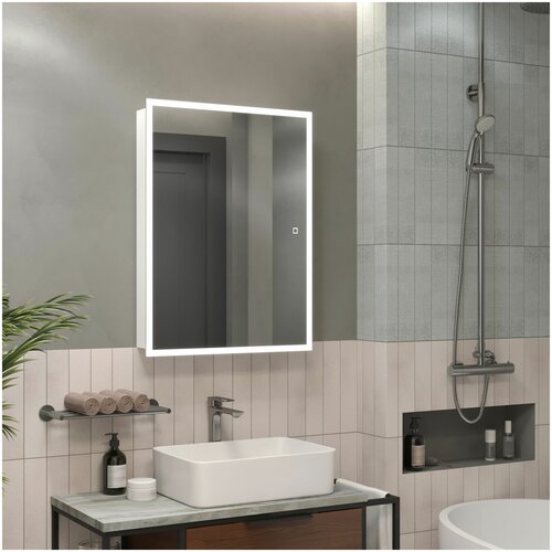Зеркало шкаф для ванной с LED подсветкой Reflection Cube 500х800 RF2218CB