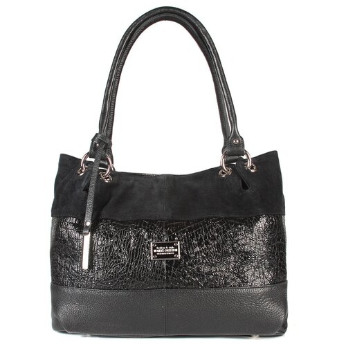 фото Сумка женская натуральная кожа meyninger дс-693/черный_крокодил_замша, модель сэтчел