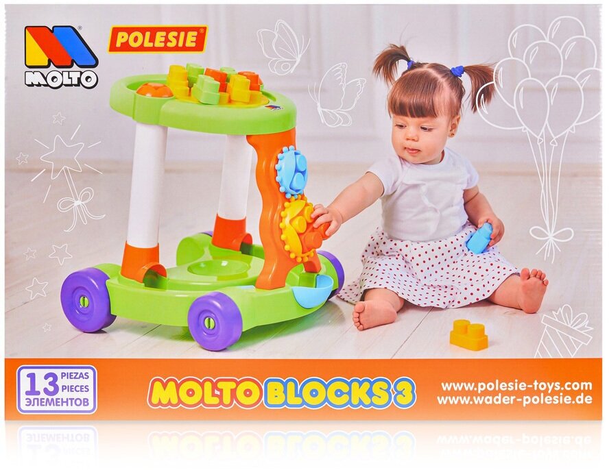 Каталка-ходунки Полесье Molto Blocks с конструктором - фото №12