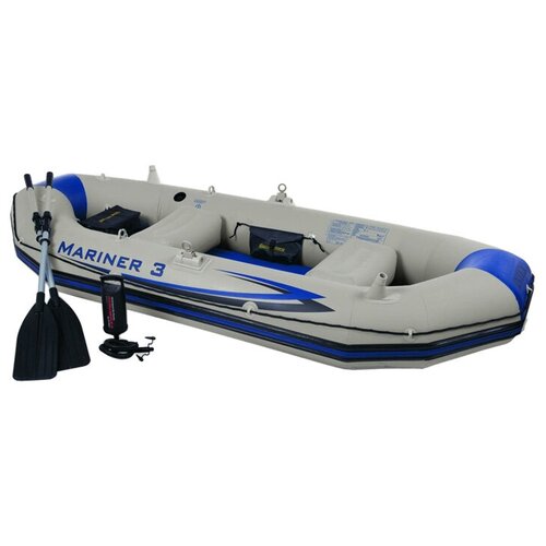 лодка надувная fishman 200 set весла насос jl007207 1n Надувная лодка Intex Mariner 3 (68373) серый