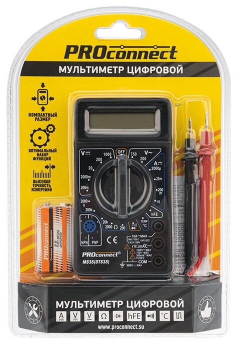 Мультиметр портативный M838 (DT838) PROCONNECT 13-3013 - фотография № 9