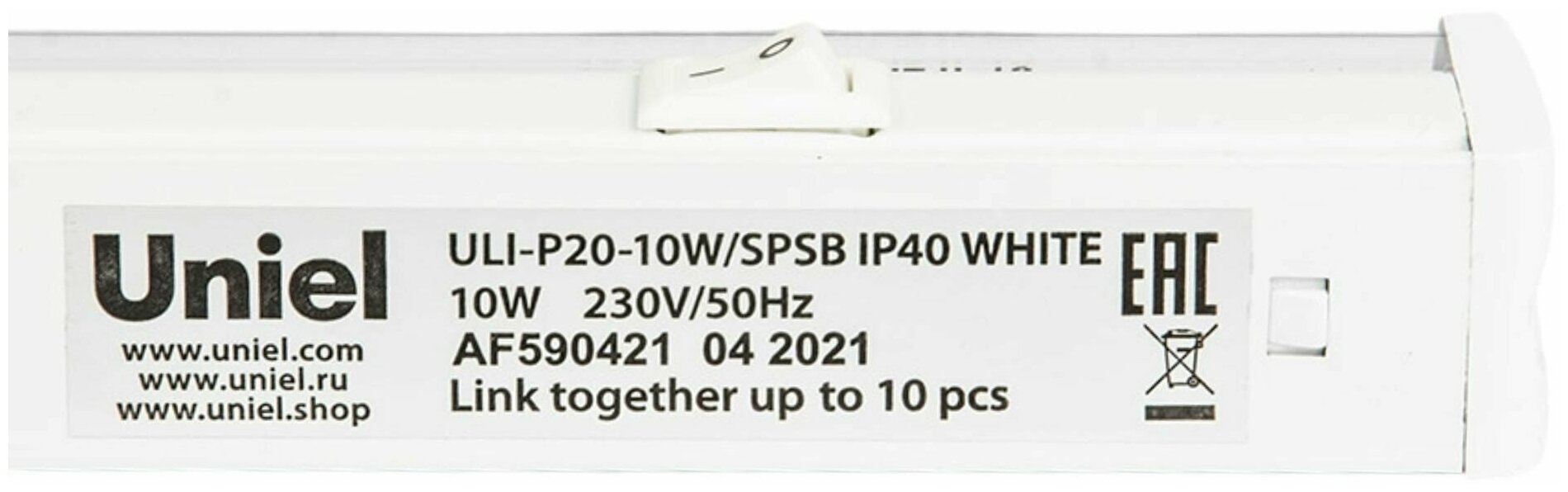 Лампа для растений ULI-P20-10W/SPSB IP40 WHITE Светильник для растений LED линейный 550мм Выкл на корпусе Спектр для рассады и цветения