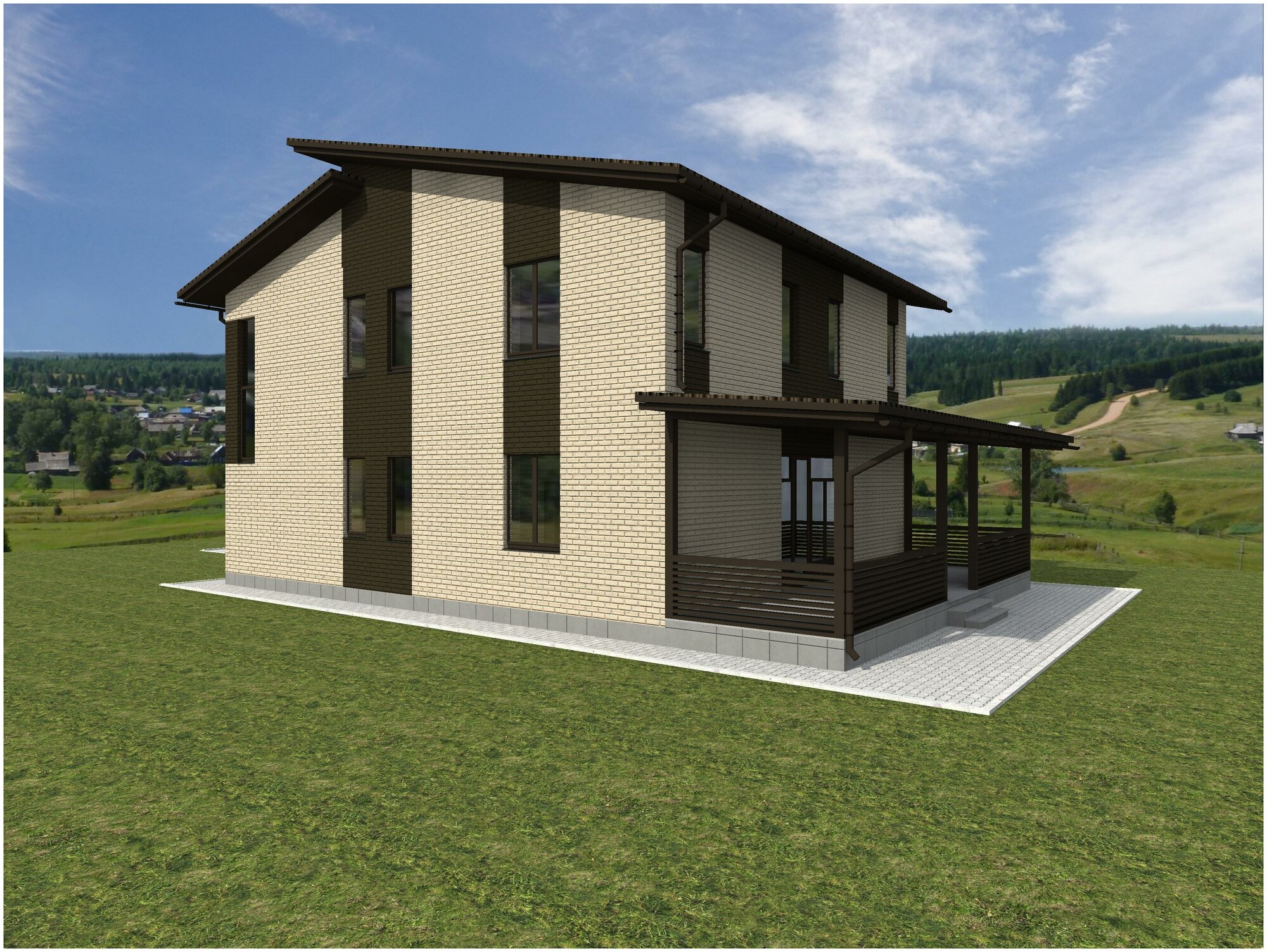 Готовый проект двухэтажного дома без гаража из газосиликатного блока с облицовкой из керамического кирпича площадью 223,8 кв.м - фотография № 4