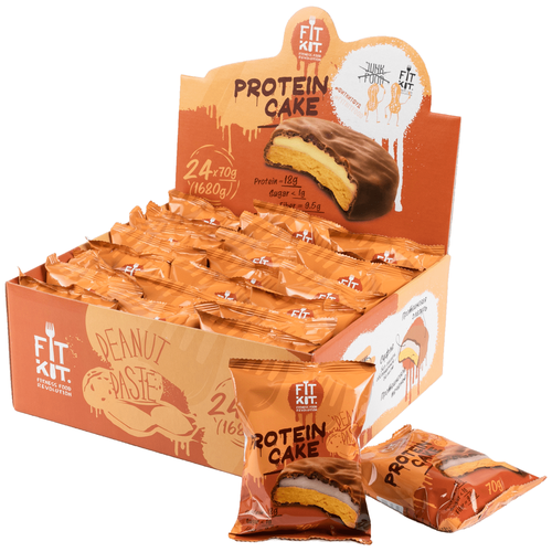 Печенье FITKIT Protein Cake, 1680 г, арахисовая паста печенье fitkit protein cake 1680 г шоколад мята