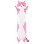 Плюшевая игрушка Кот-Батон розовый 70 см / Мягкая игрушка длинный кот - изображение