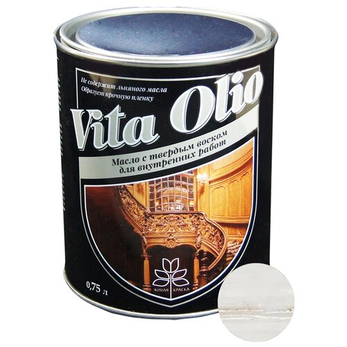 фото Масло-воск живая краска vita olio для внутренних работ с твердым воском, дуб беленый, 0.75 л