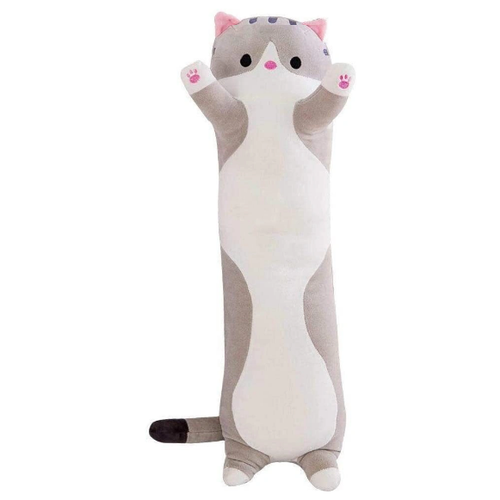 фото Мягкая игрушка-подушка "обнимашки от котейки", кот-батон ,90 см серый кот wellywell