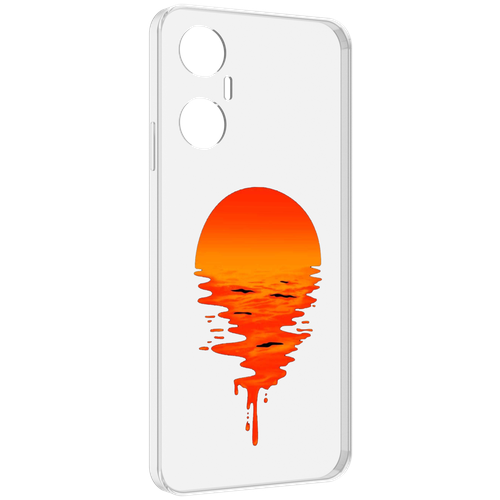 Чехол MyPads оранжевый закат на воде для Infinix Hot 20 5G задняя-панель-накладка-бампер