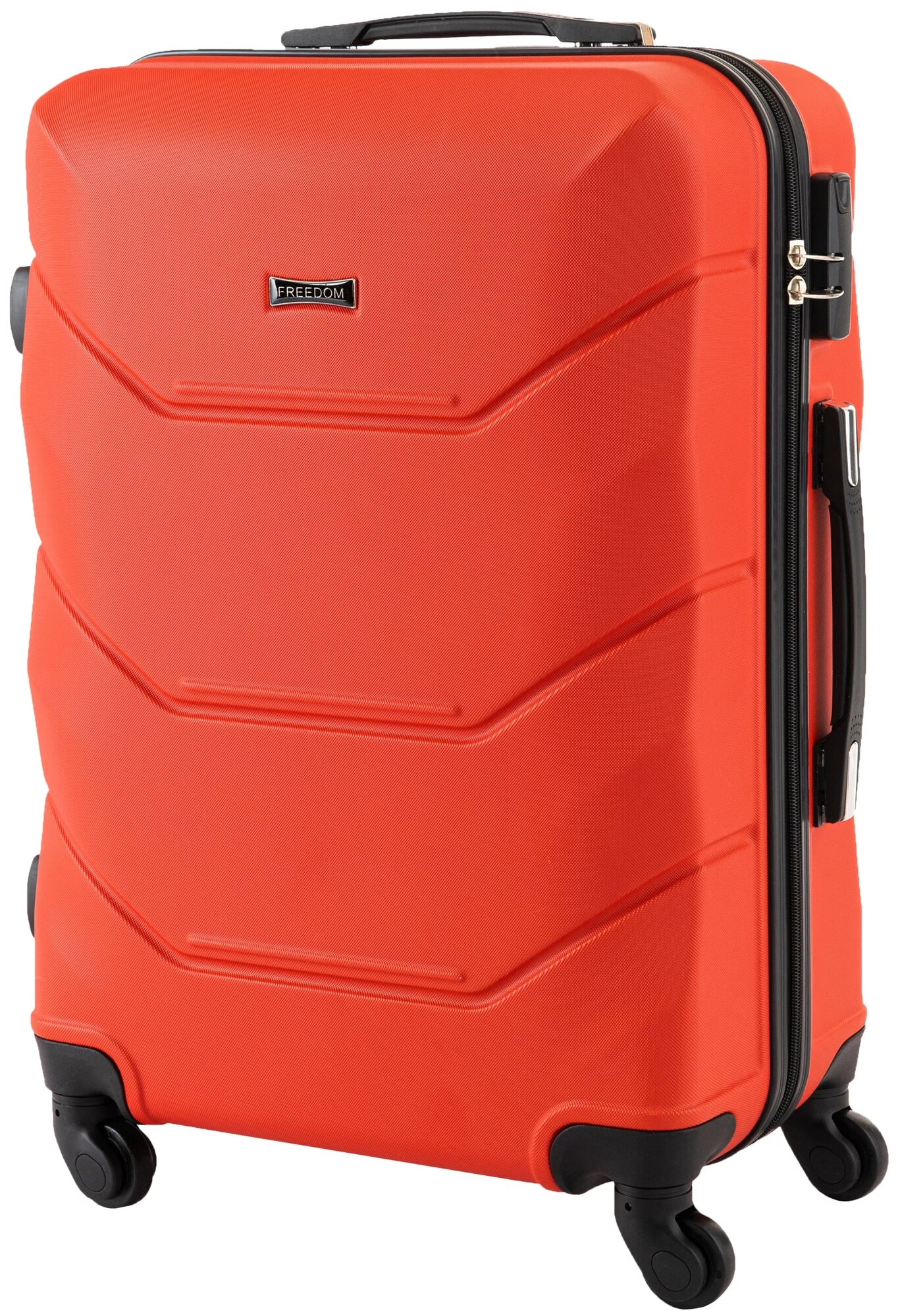 Пластиковый чемодан FREEDOM на 4-х колесах/Багаж/Средний M/66Л/Прочный и легкий ABS-пластик