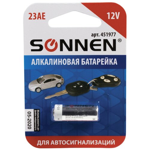 Батарейка SONNEN 23А MN21, в упаковке: 1 шт. батарейка алкалиновая rexant alkaline 23a 12v упаковка 1 шт 301046 rexant арт 301046