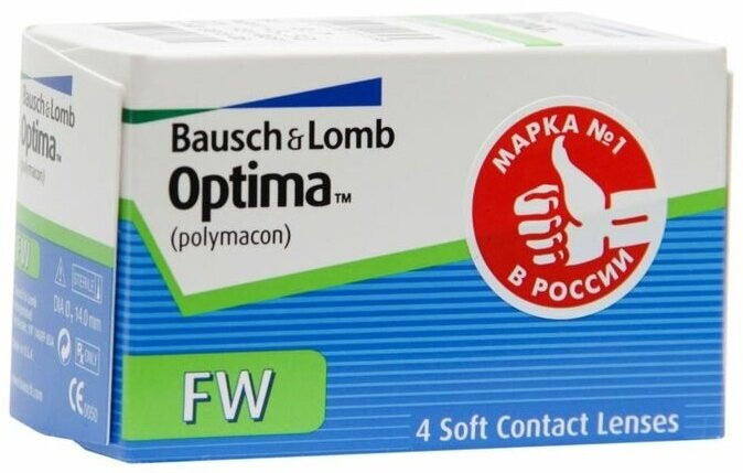 Линзы контактные Bausch&Lomb (Бауш энд Ломб) Optima FW мягкие бесцветные из полимакона (-3.25/8.7/14.0) 4 шт. Bausch & Lomb - фото №4