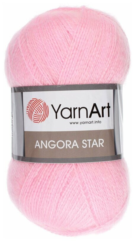 Пряжа YarnArt Angora Star (Ярнарт Ангора Стар) Нитки для вязания, 100г, 500м, 20% шерсть 80% акрил, цвет 217 розовый, 1 шт.