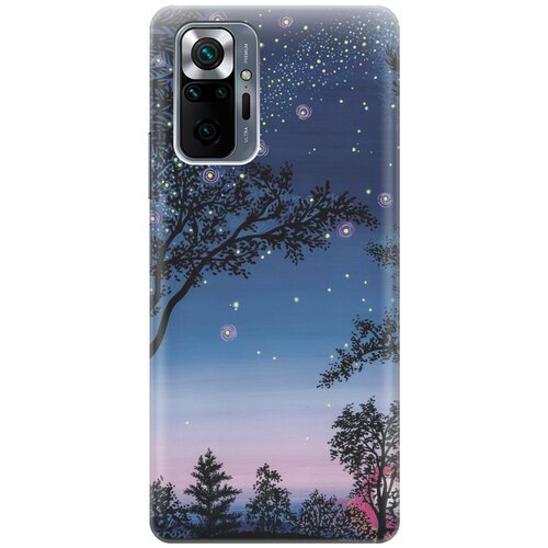 фото Силиконовый чехол на xiaomi redmi note 10 pro / сяоми редми ноут 10 про с принтом "деревья и звезды" gosso