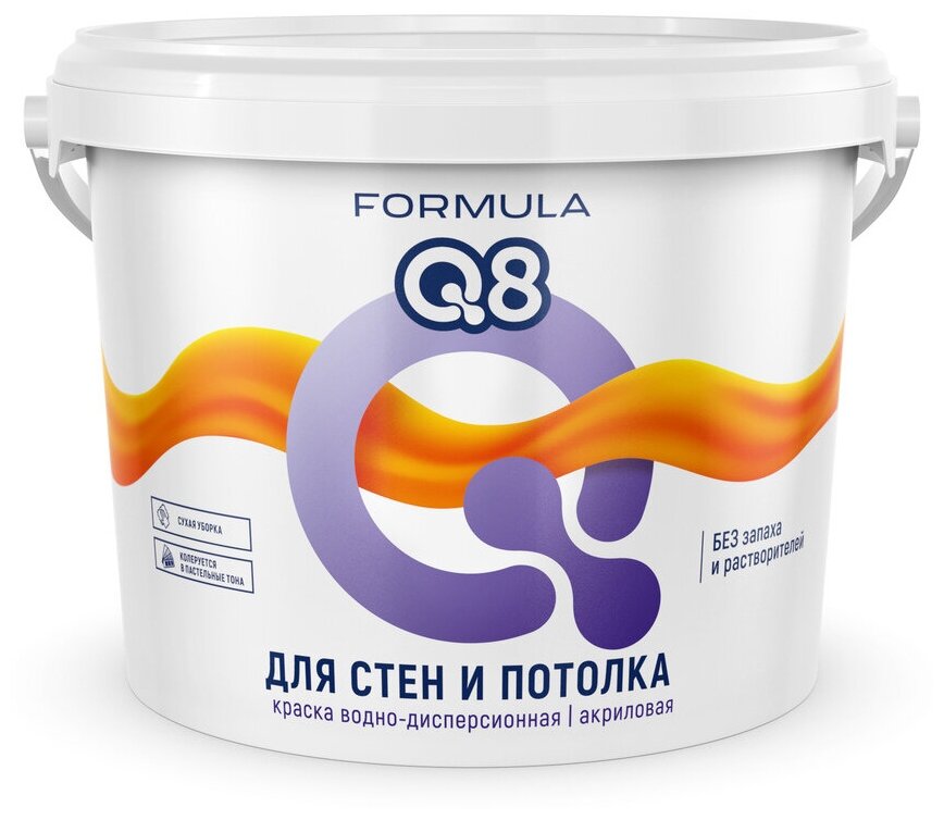 Краска воднодисперсионная, Formula Q8, интерьерная, матовая, 5 кг