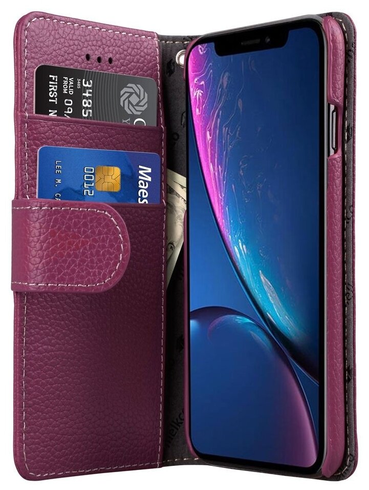 Кожаный чехол книжка Melkco для Apple iPhone Xr - Wallet Book Type, сиреневый