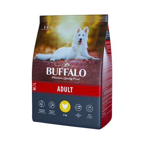 MR.BUFFALO ADULT M/L 2 кг сухой корм для собак средних и крупных пород курица 3 шт