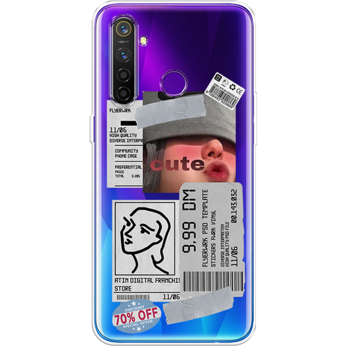 Силиконовый чехол на Realme 5 Pro / Реалми 5 Про Cute girl collage, прозрачный силиконовый чехол cute girl collage на realme 6 pro реалми 6 про