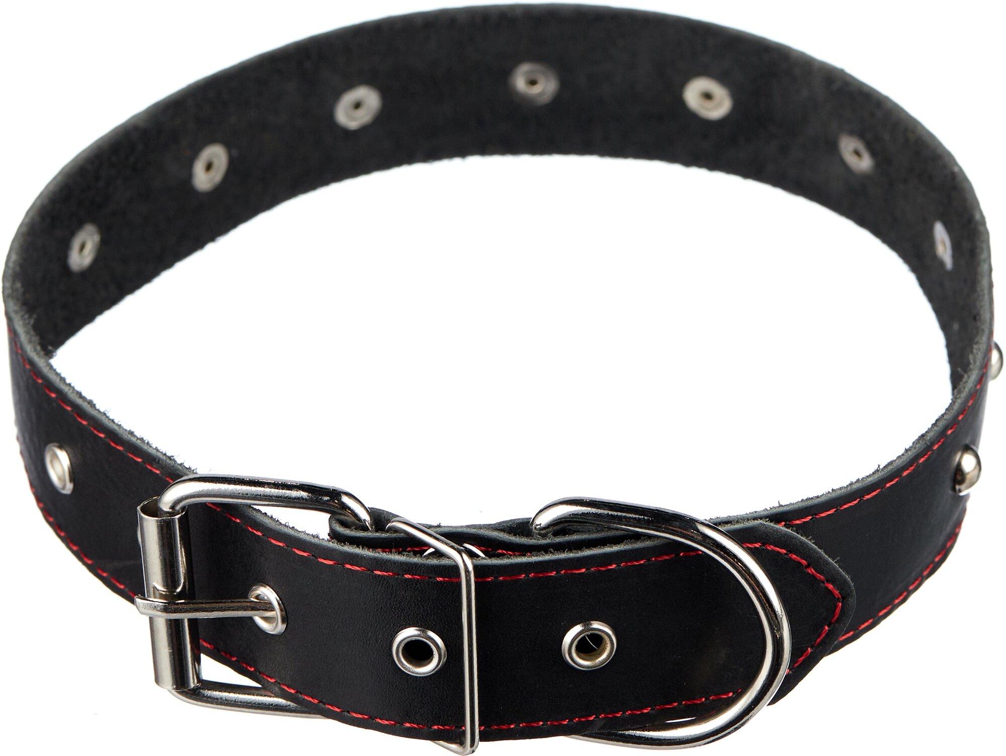 Ошейник для собак кожаный с украшениями, черный HOMEPET 35 мм 49-61 см