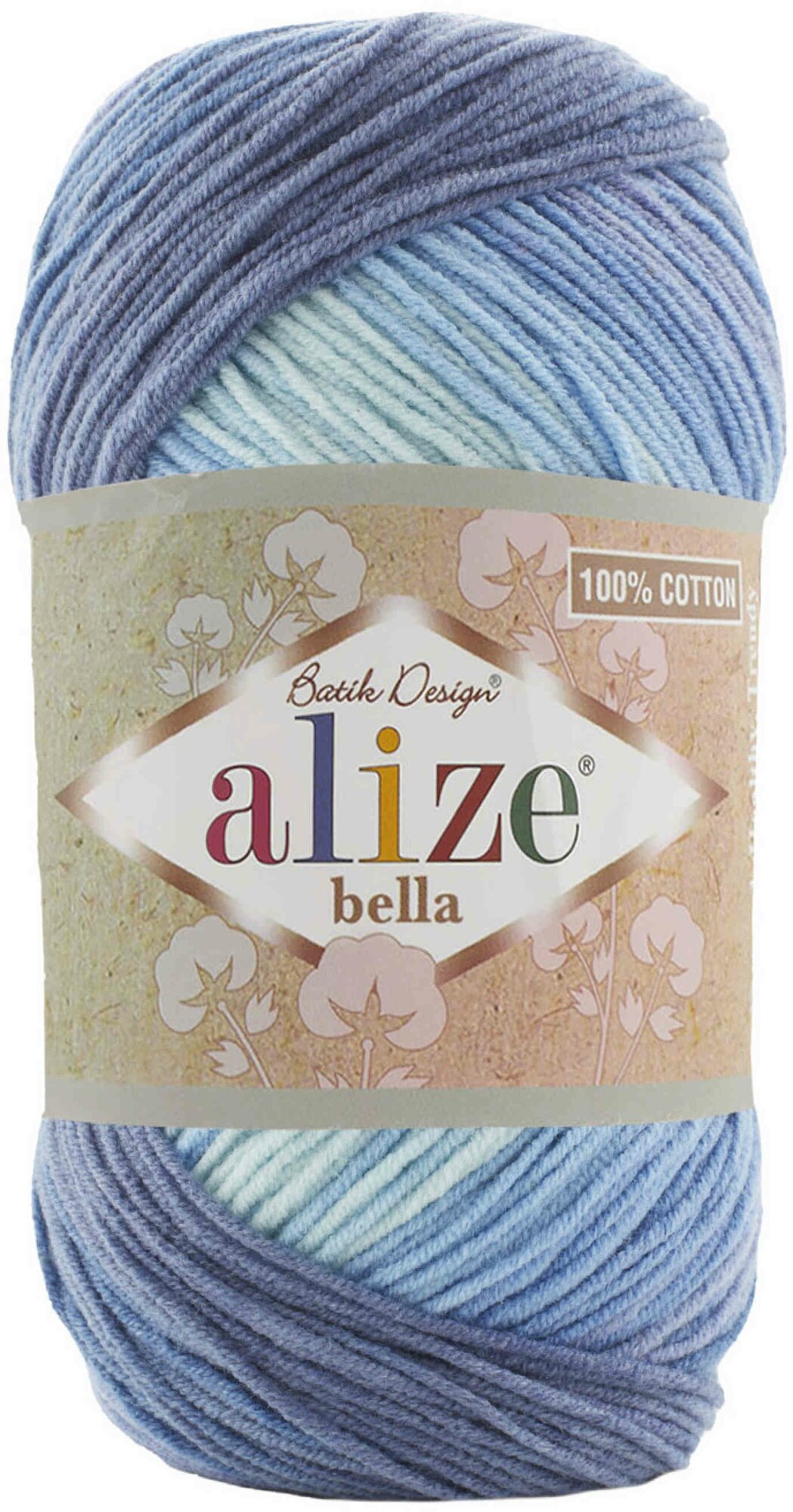 Пряжа Alize Bella Batik 100 светло-голубой-голубой-синий (3299), 100%хлопок, 360м, 100г, 1шт