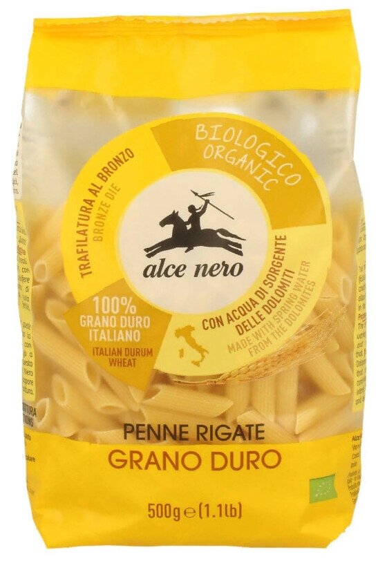 Alce Nero пенне ригате БИО макаронные изделия из твердых сортов пшеницы, полимерный пакет 500 г
