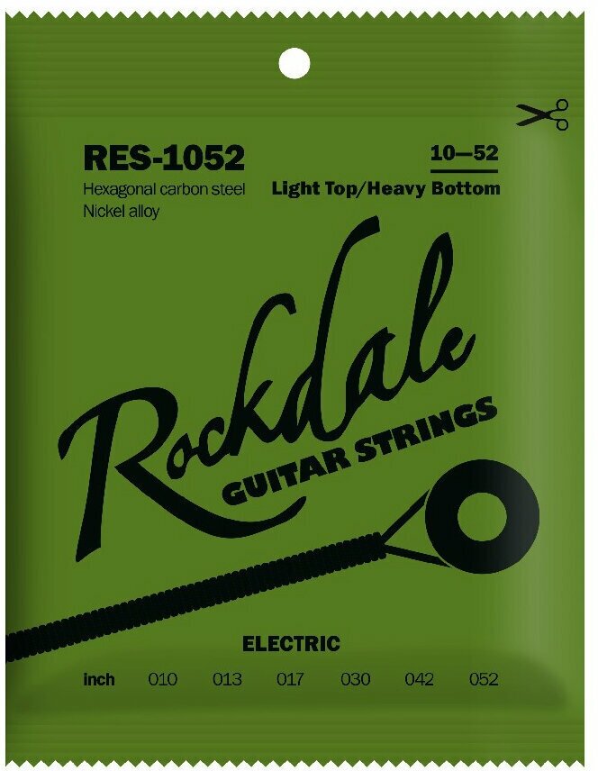 ROCKDALE RES-1052 Струны для электрогитары с шестигранным сердечником и никелевым покрытием. Цветная бобышка в основании струны соответствует номеру с