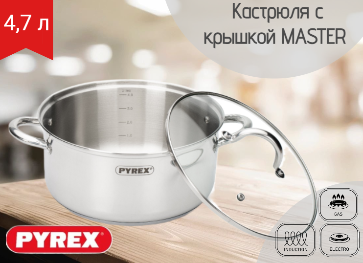 Кастрюля Master 24x11.5см 4.8л, PYREX