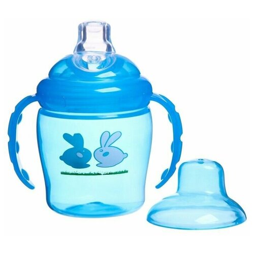 Поильник детский с мягким носиком 250 мл с ручками цвет голубой 1298₽