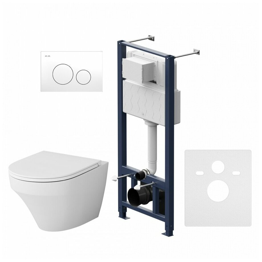 Инсталляция с подвесным унитазом AM.PM Inspire IS49001.501700 безободковый, комплект 6 в 1, с сиденьем микролифт