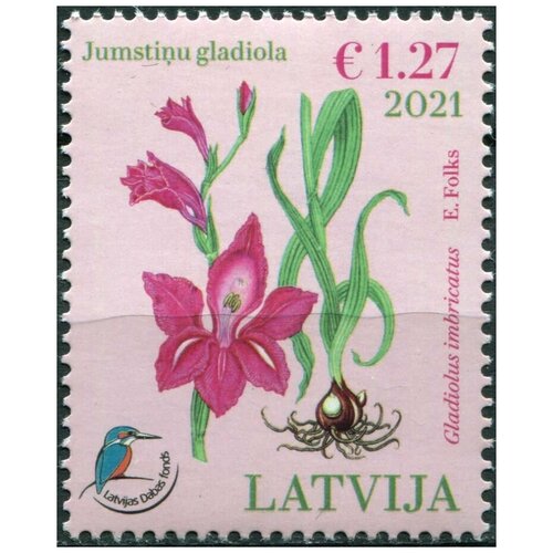 Латвия 2021. Гладиолус черепитчатый (Gladiolus imbricatus) (I) (MNH OG) Почтовая марка