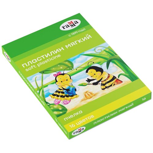 пластилин невская палитра мягкий восковой 8 цветов 120 г цветик со стеком Пластилин мягкий (восковой), 16 цветов, 196 г, Гамма «Пчелка», со стеком