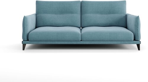 Прямой диван Омега голубой, трансформер, 210x110 см спальное место, микровельвет