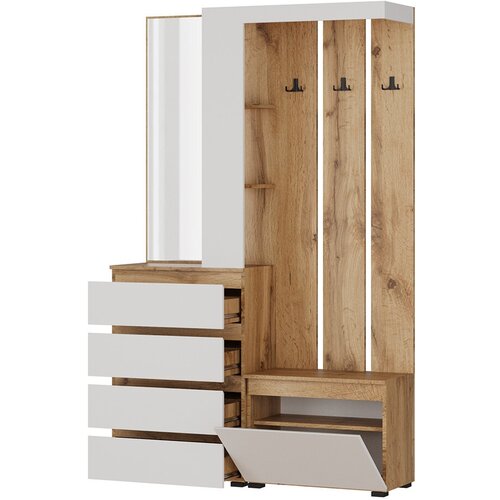 Комплект мебели для прихожей Hoff Stern, 126х200х35,2, цвет дуб Вотан, белый